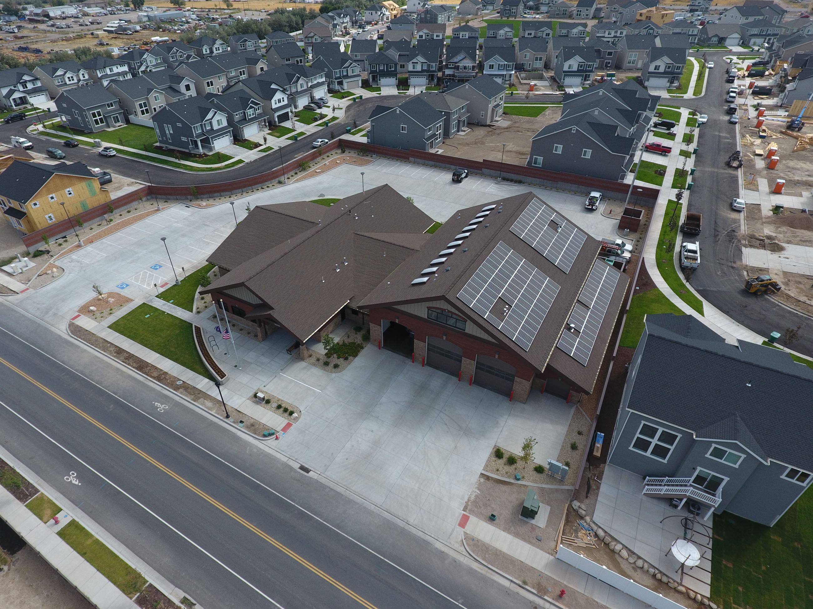 solar panels top of fire station 92