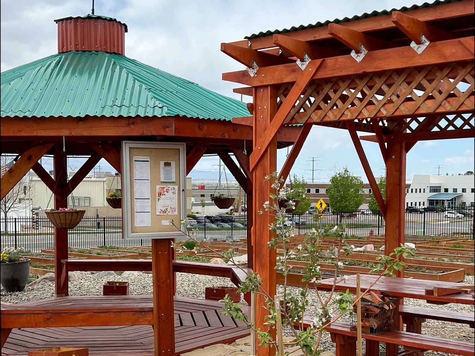 Community Garden 2022 - Gazebo and picnic table - looking west