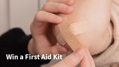 Elbow with a bandage - Win a first aid kit