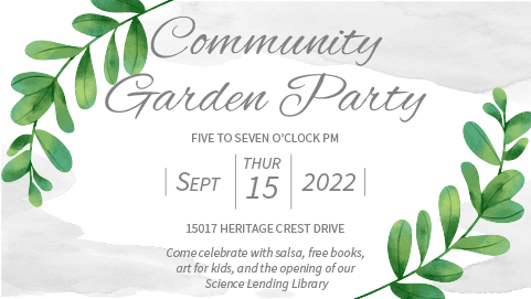 Community Garden Party September 15