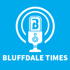 Illustration of microphone with Bluffdale B in middle