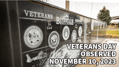 Close view of the Bluffdale Veterans Wall