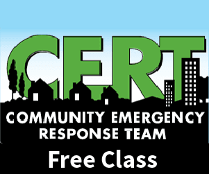 CERT with black silhouette of city scape