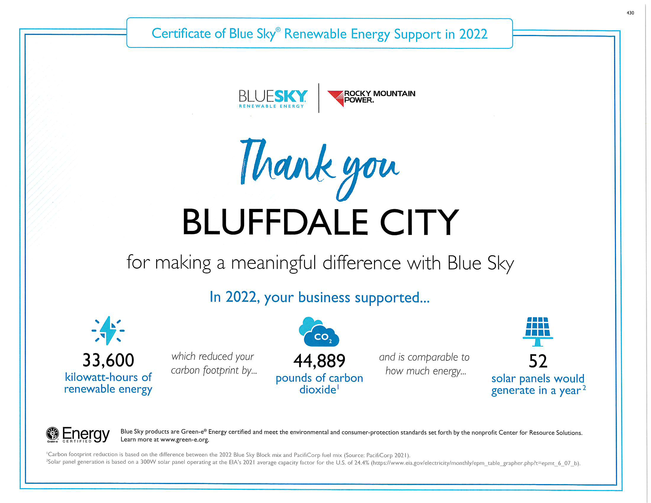 2022 Blue Sky Report for Bluffdale City