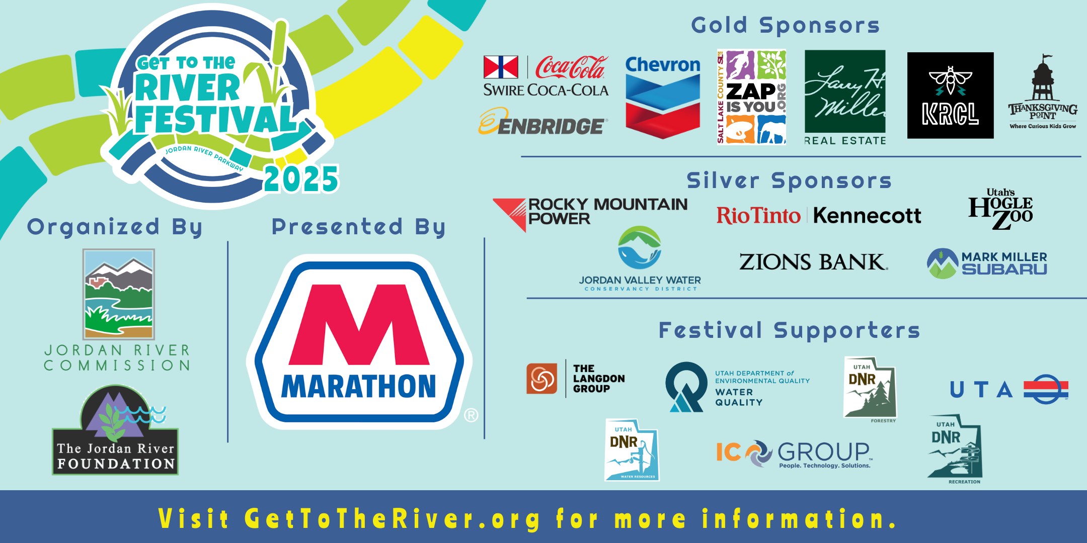 List of sponsors for the 2025 Get to the River Festival