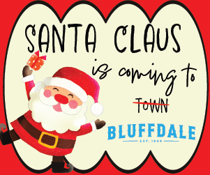 Santa holding a gift