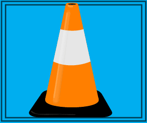 Construction cone on a blue background