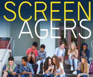 Teenagers sitting outside on stairs looking at cell phones