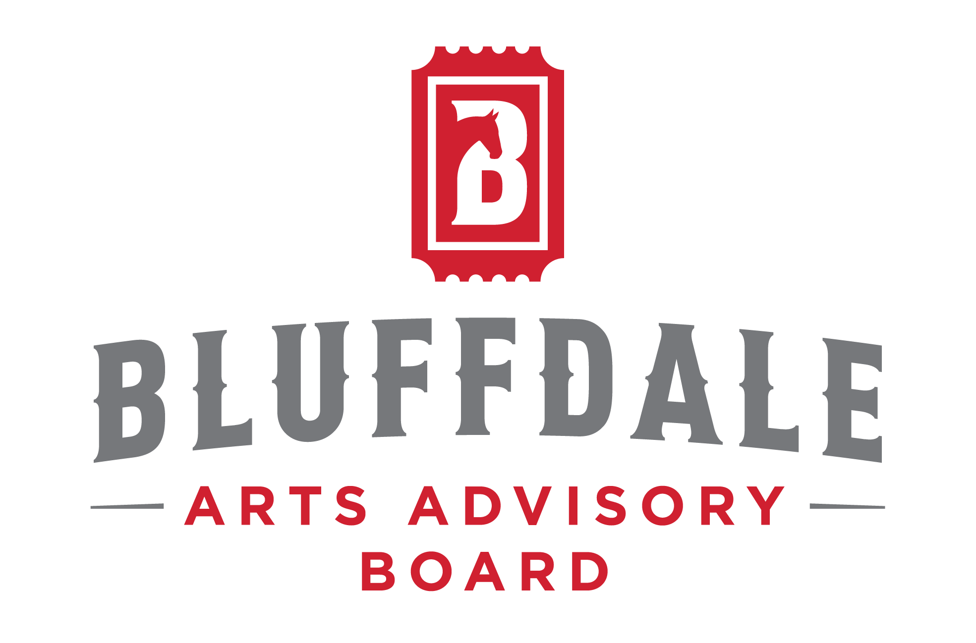 Bluffdale Logo with a ticket around the letter "B"