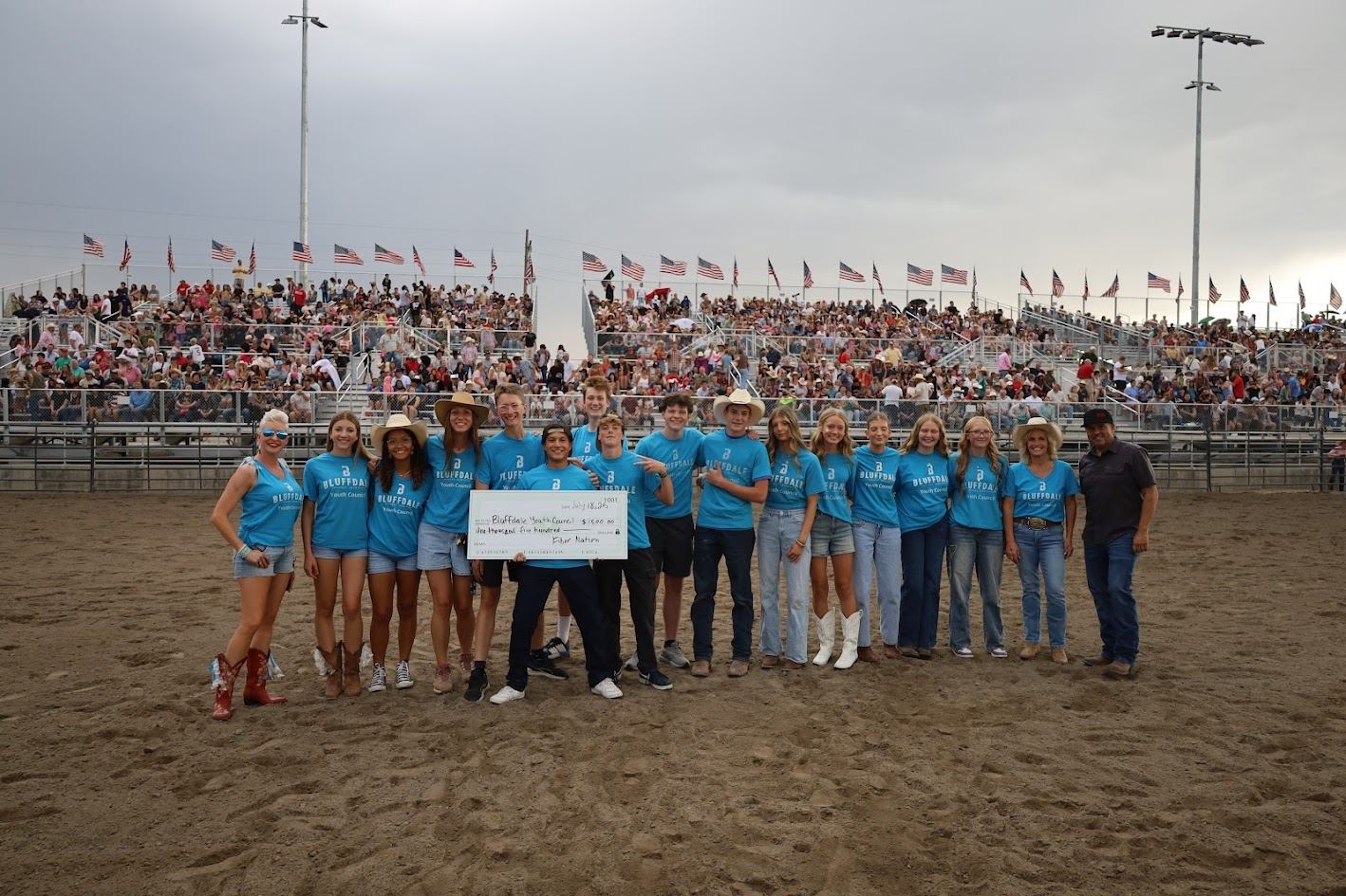 Picture of the Bluffdale City youth council with their 2025 sponsor Fiber Nation with David Arbon