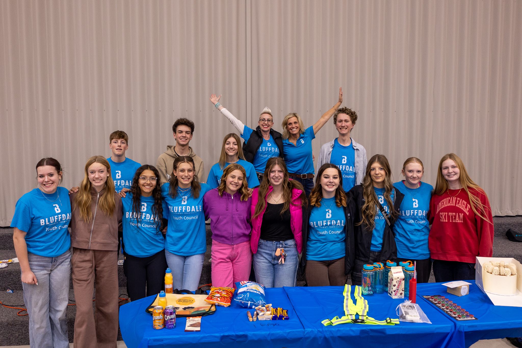 the youth council and their leaders at bingo night