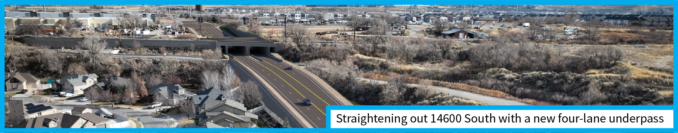 Rendering of 14600 South with the new box undercrossing