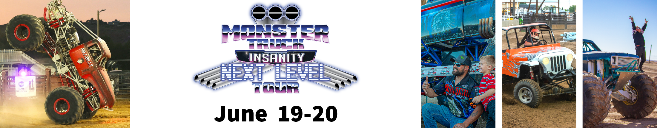 Four separate images of Monster Trucks